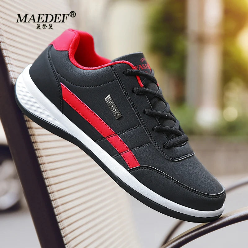 MAEDEF Shoes for Men Leather Sneaker Waterproof Casual Comfortable Men's Sneaker Lace Up Footwear Vulcanized Man Shoe Masculino