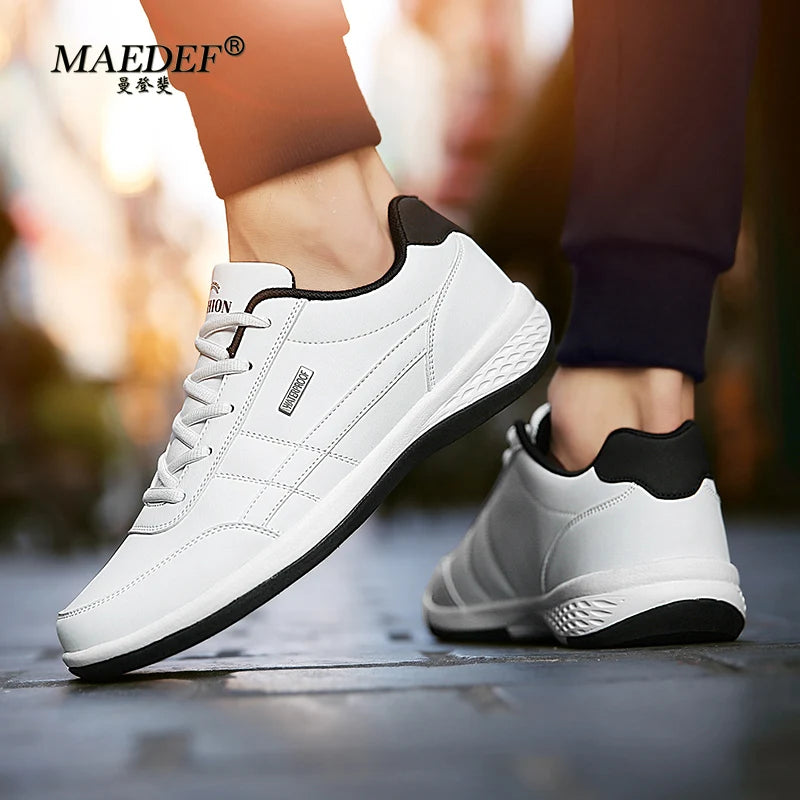 MAEDEF Shoes for Men Leather Sneaker Waterproof Casual Comfortable Men's Sneaker Lace Up Footwear Vulcanized Man Shoe Masculino