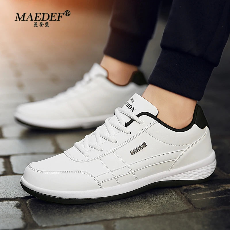 MAEDEF Shoes for Men Leather Sneaker Waterproof Casual Comfortable Men's Sneaker Lace Up Footwear Vulcanized Man Shoe Masculino